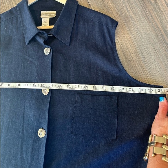 ColdwaterCreek Navy Beachy Sophisticated Sleeveless Preppy Linen Blend Dress XXL - Picture 9 of 10